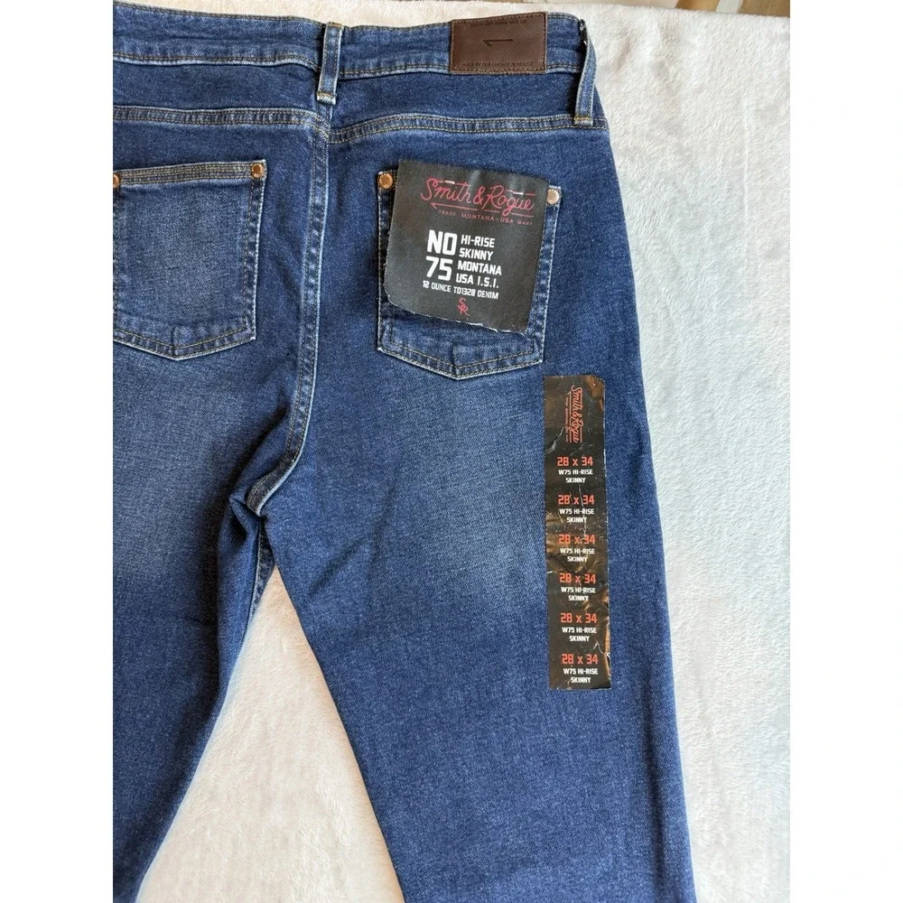 Smith & Rouge No 75 High Rise Skinny Dark Wash Long Length Womens Jeans Sz 28x34